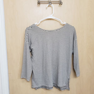 Loft Ann Taylor Striped Black and White Top